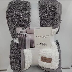 Koolaburra by UGG Wiona Classic Sherpa Throw Blanket Stone Grey Melange 50"x70"